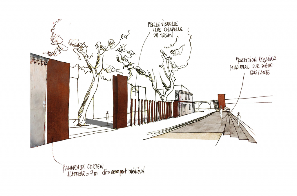 Croquis d'intention - Mise en valeur remparts Arles